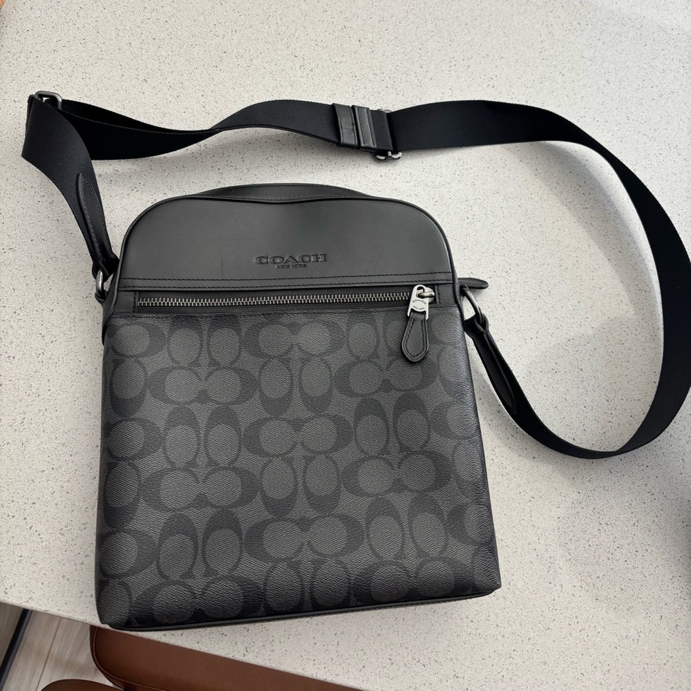Coach Black Messenger Bag with Signature Monogram